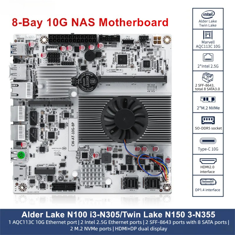8-Bay 10G NAS Motherboard Inte - Nas Motherboard 8 Sata Mini Itx review and price